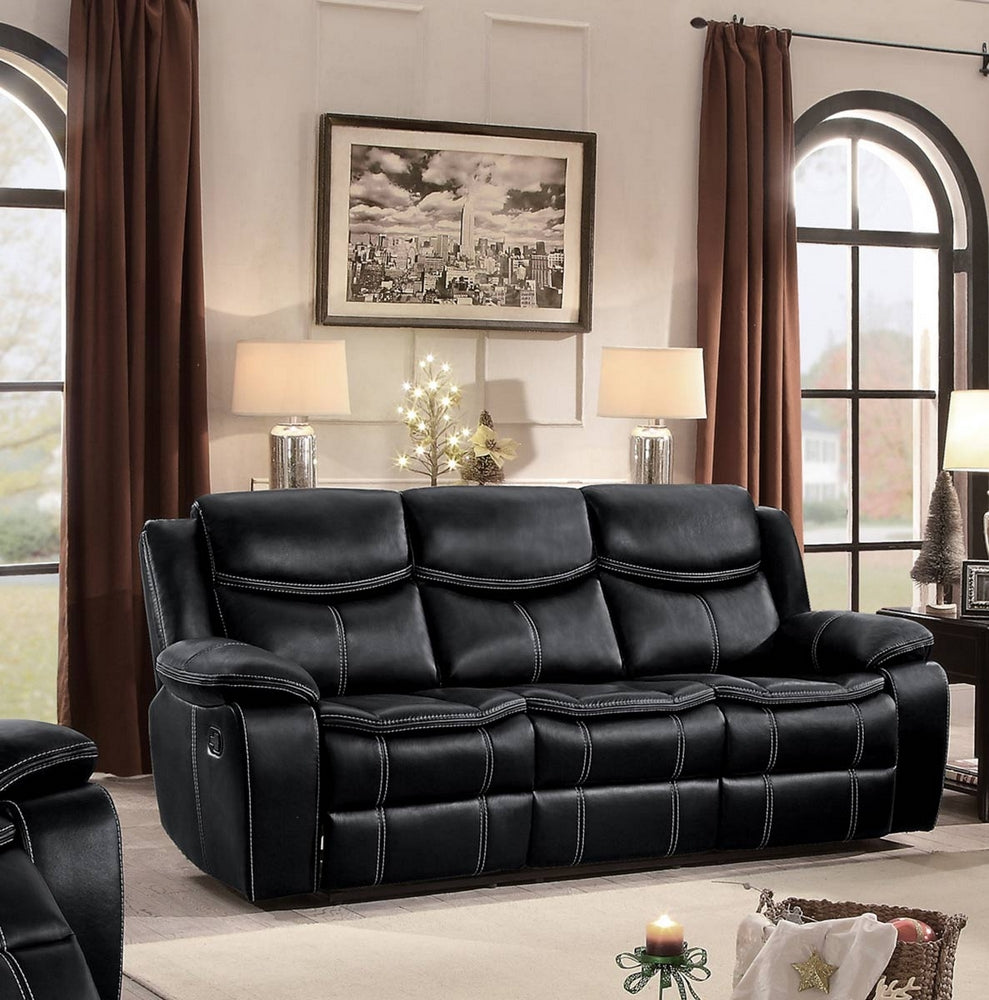 Bastrop Black Leather Gel Match Manual Recliner Sofa