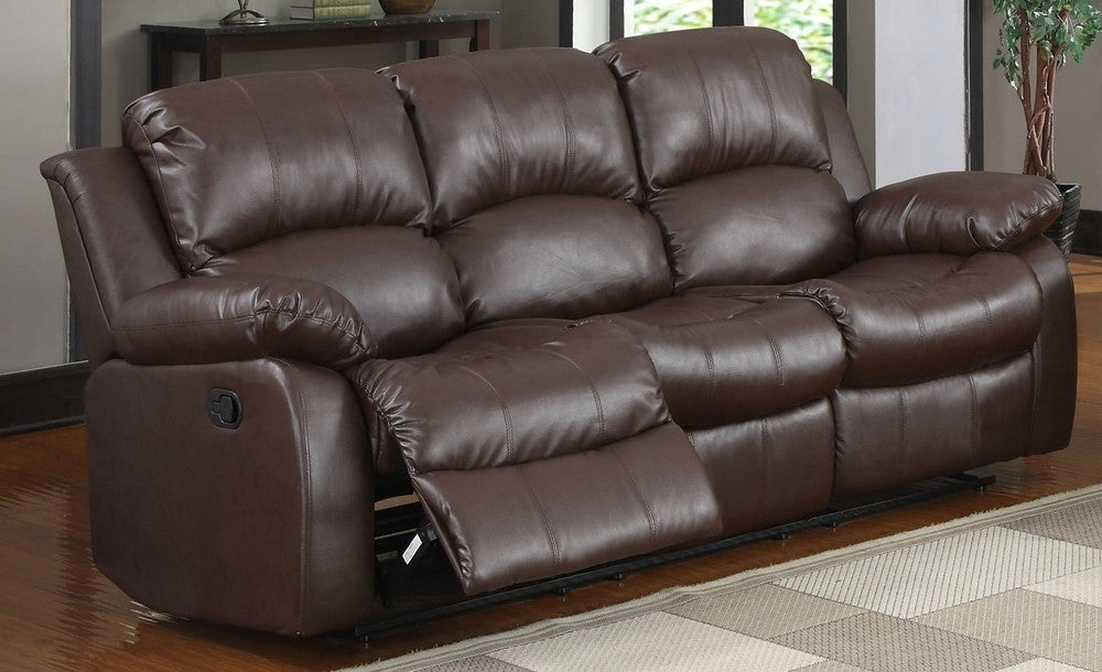 Cranley Brown Faux Leather Manual Double Recliner Sofa