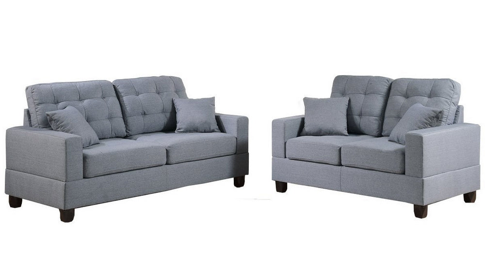 Narcisa 2-Pc Grey Polyfiber Sofa Set