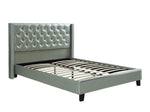 Kaur Silver Faux Leather Full Bed with Nailhead Trim