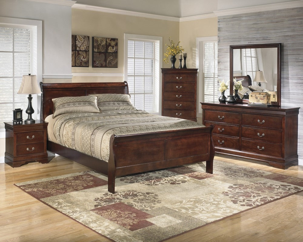 Alisdair 6-Pc Dark Brown Wood King Sleigh Bedroom Set