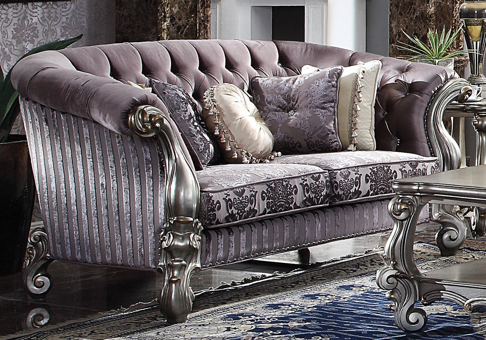 Versailles Antique Platinum Velvet Loveseat