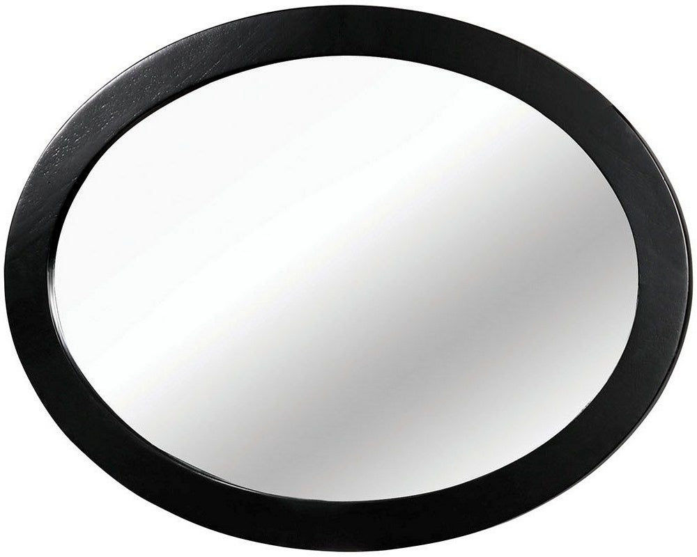 Lennart Oval Mirror with Black Wood Frame