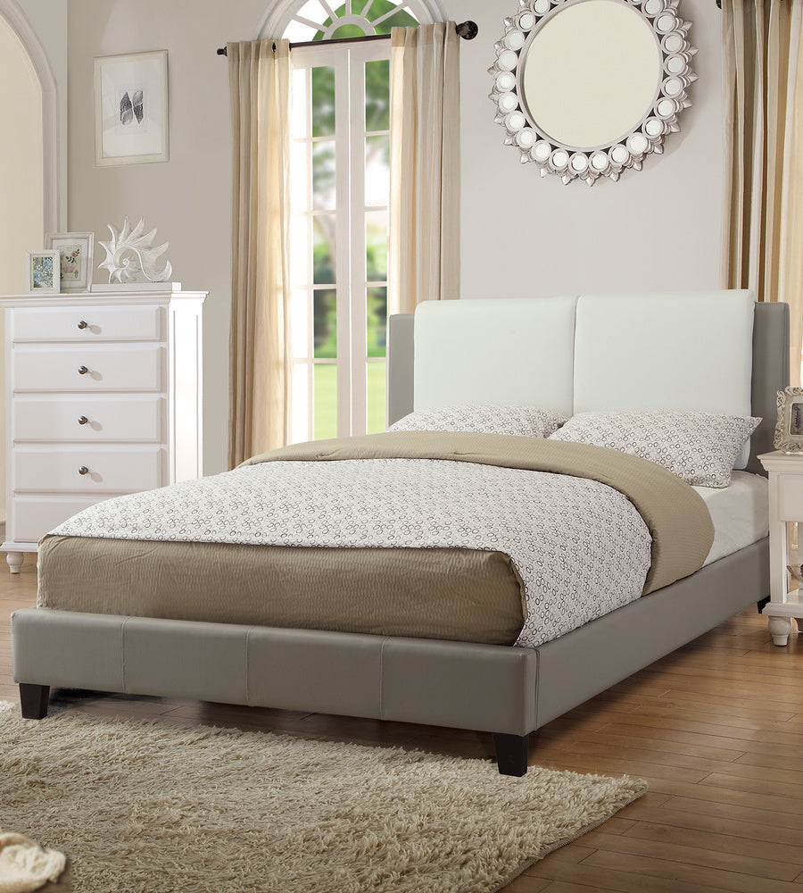 Bettina White/Gray Faux Leather Full Bed
