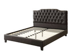 Brigida Black Faux Leather Full Bed with Tufted Headboard