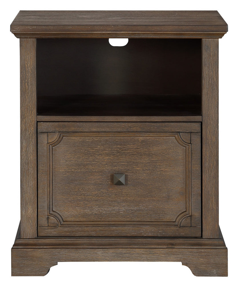 Toulon Brown Wood Literal File Cabinet with Open Shelf