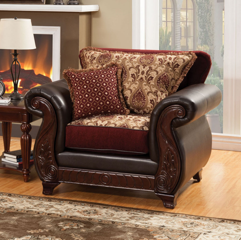 Franklin Dark Cherry Fabric/Leatherette Chair