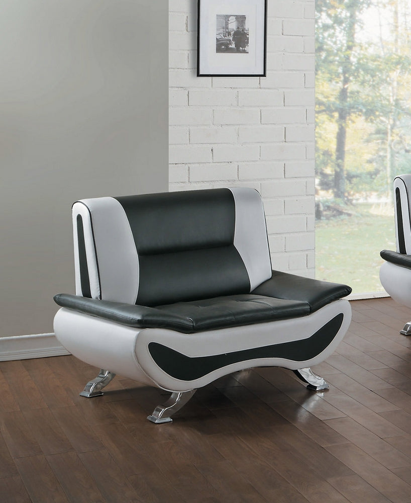 Veloce Black/White Faux Leather Chair