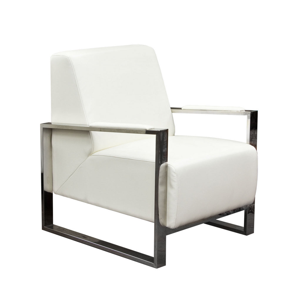 Century White Premium Bonded Leather Accent Chair