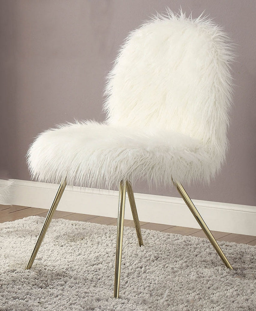 Caoimhe White Fur-Like Accent Chair
