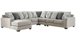 Ardsley 5-Pc Pewter Fabric LAF Sectional Sofa