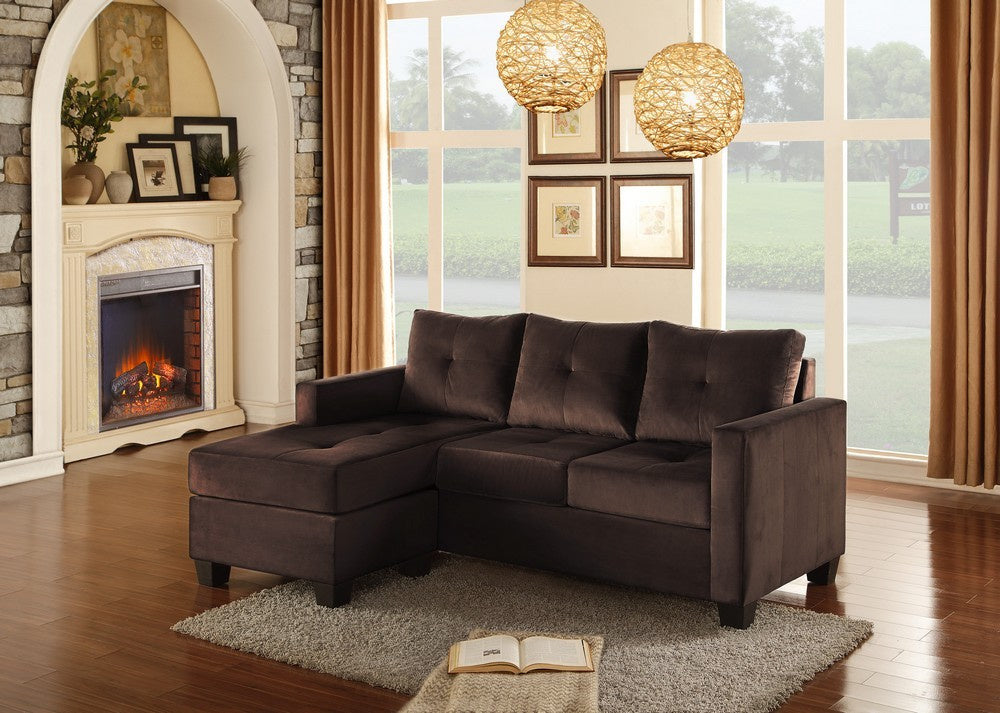 Phelps Coffee Microfiber Reversible Sectional Sofa