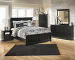 Maribel 6-Pc Black Wood Queen Panel Bedroom Set