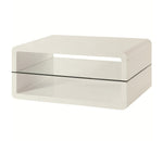 Edvige Contemporary Glossy White Wood Coffee Table