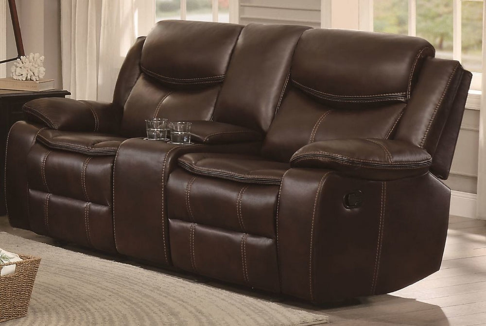 Bastrop Brown Manual Glider Recliner Loveseat w/Console