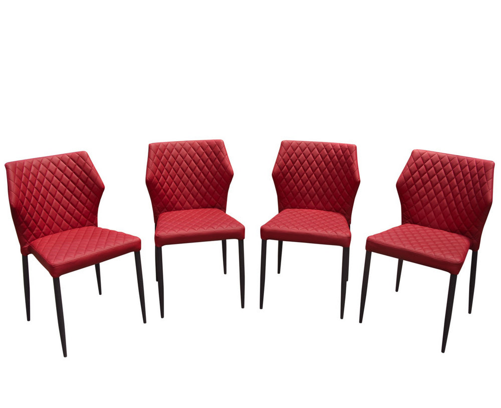 Milo 4 Red Diamond Tufted Leatherette Side Chairs