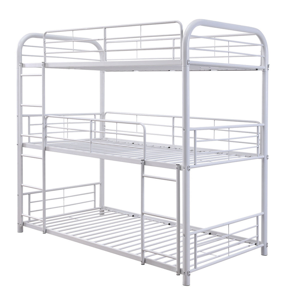 Cairo White Metal Three Layer Twin Bunk Bed