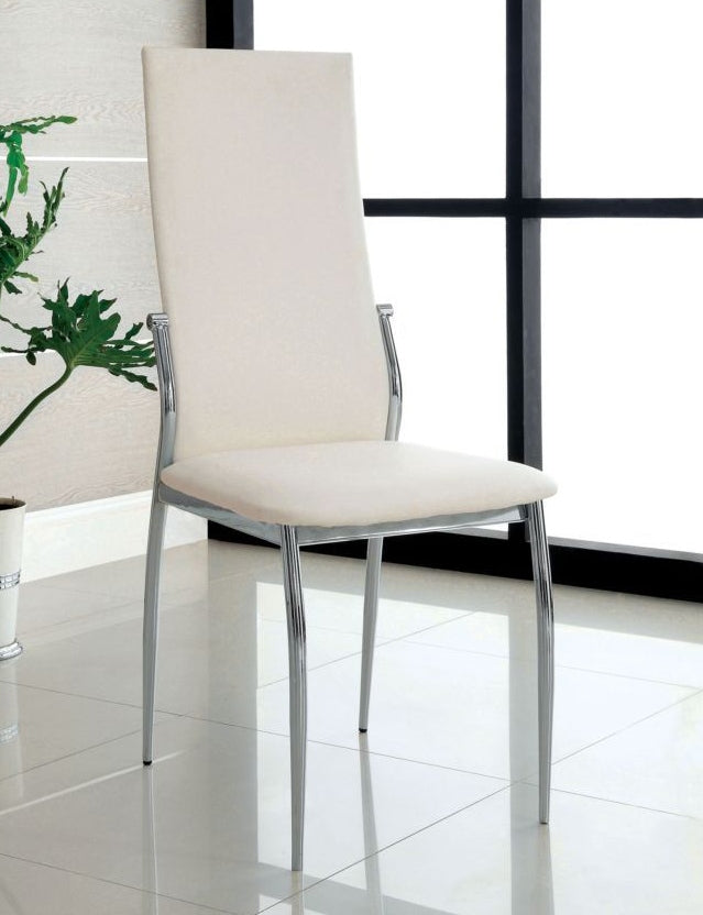 Kalawao 2 White Leatherette/Chrome Side Chairs