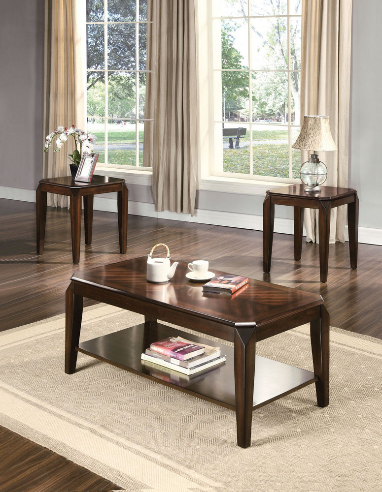 Docila 3-Pc Walnut Wood Table Set