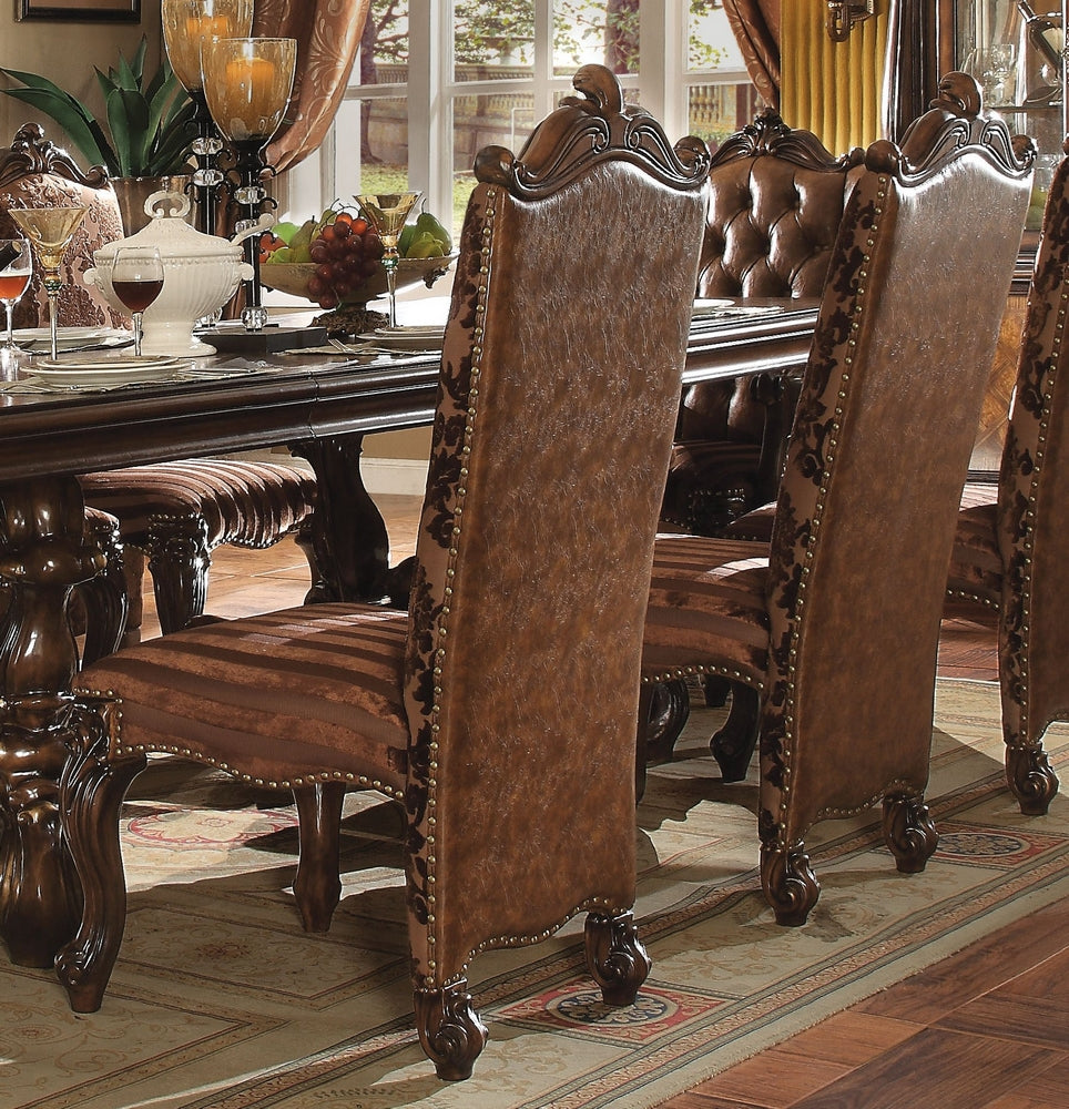 Versailles 2 Light Brown PU/Fabric/Cherry Oak Side Chairs