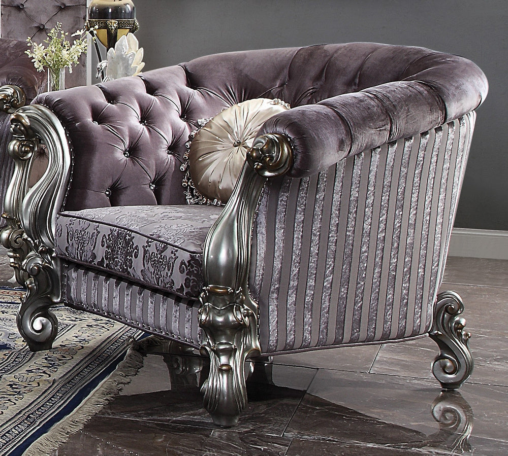 Versailles Antique Platinum Velvet Chair