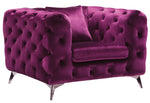 Atronia Purple Button Tufted Fabric Chair