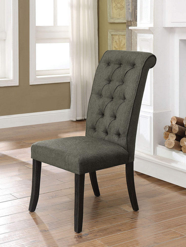 Sania III 2 Gray Linen-Like Fabric Side Chairs
