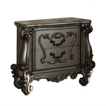 Versailles Antique Platinum Wood Nightstand with Poly Resin Decor