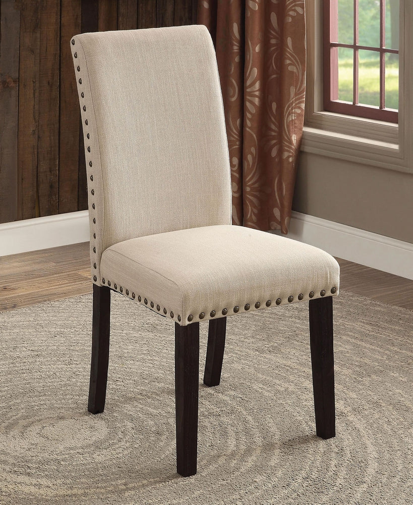 Dodson 2 Ivory Fabric/Black Wood Side Chairs