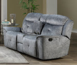 Mariana Silver Gray Fabric Manual Recliner Loveseat with Console