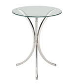 Anastas Chrome Metal Snack Table with Glass Top