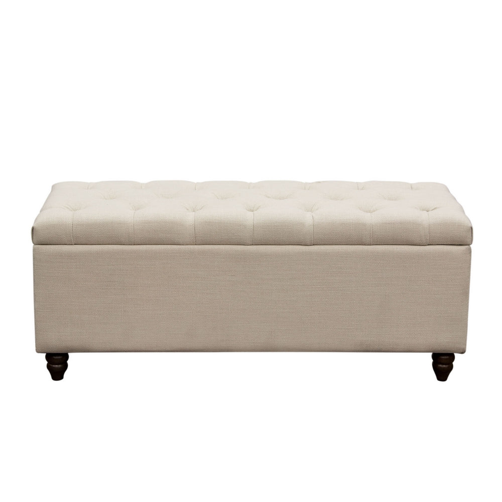 Park Ave Desert Sand Linen Lift-Top Storage Bench