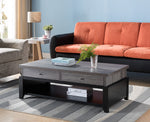 Liana Distressed Grey/Black Wood 2-Drawer Coffee Table