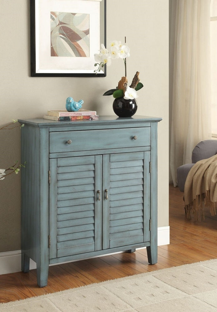 Winchell Antique Blue Wood Console Table with 1 Drawer & 2 Doors