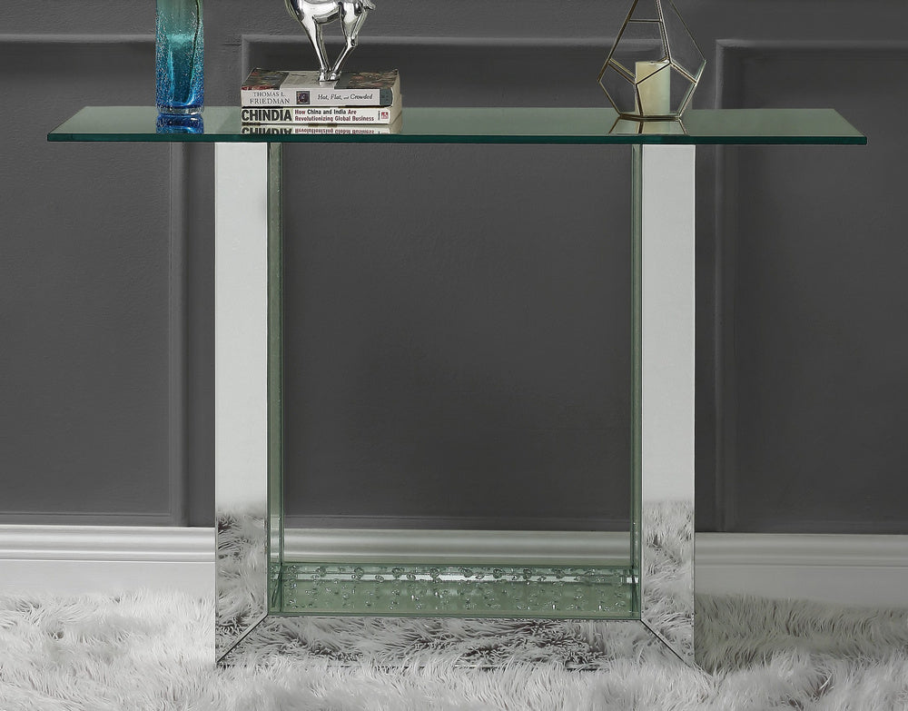 Nysa Clear Glass/Mirrored Console Table with Faux Crystals