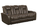 Delangelo Brown Leatherette 2xPower Recliner Sofa