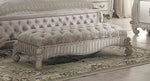 Versailles Ivory Fabric/Bone White Bench with Poly Resin Decor