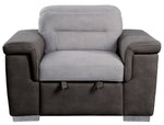 Alfio Two-Tone Fabric Chair with Pull-Out Ottoman