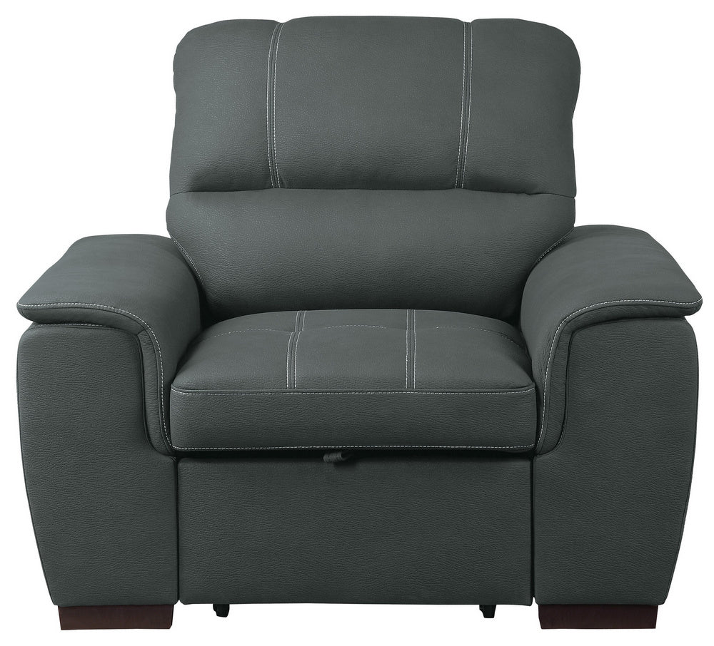 Andes Gray Fabric Chair with Pull-Out Ottoman