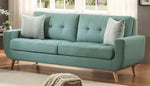 Deryn Teal Fabric 2-Seat Sofa with Curved Arms