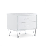 Deoss White Wood Nightstand with 2 Drawers