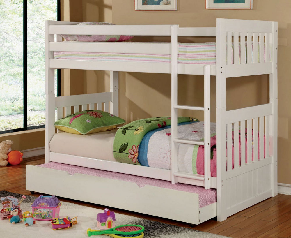 Canberra II White Twin/Twin Bunk Bed w/Trundle