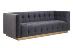 Roma Grey Velvet Button Tufted Sofa