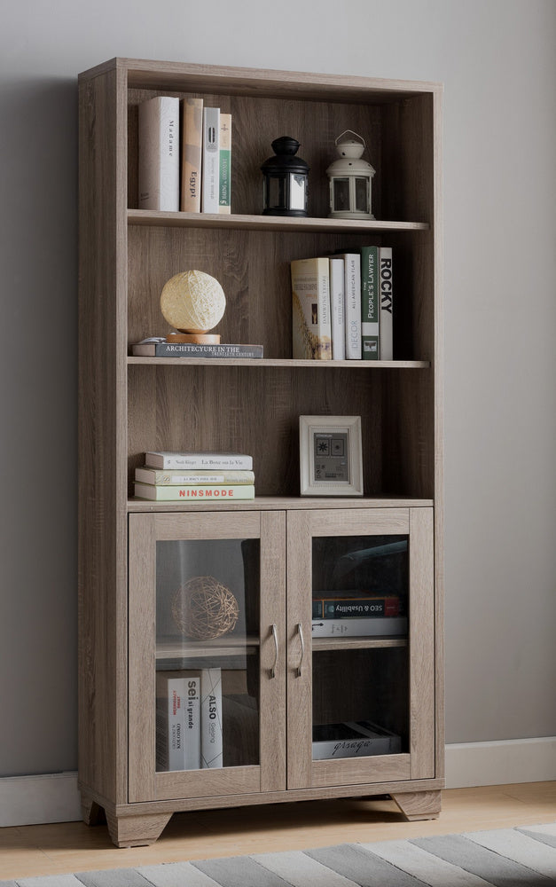 Desideria Dark Taupe Wood Book Cabinet with 3 Open Shelves