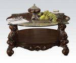 Versailles Cherry Oak Wood/Clear Glass Coffee Table