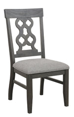 Arasina 2 Gray Fabric/Dark Pewter Wood Side Chairs