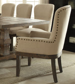 Landon Beige Linen/Salvage Brown Wood Arm Chair