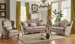 Florentina 3-Pc Taupe Silk-Like Fabric Sofa Set