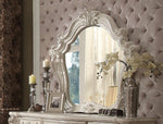 Versailles Bone White Wood Frame Mirror with Poly Resin Decor