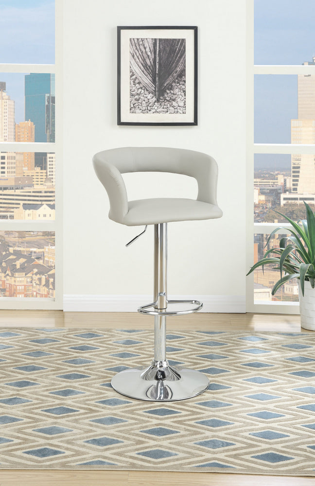 Charline 2 Grey Faux Leather/Chrome Metal Bar Stools